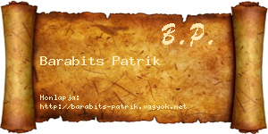 Barabits Patrik névjegykártya